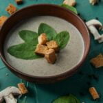 A bowl of mushroom soup