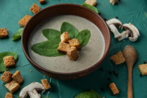 A bowl of mushroom soup